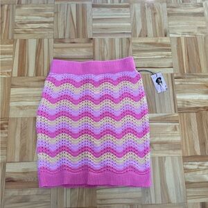 Sincerely Jules Pink and Yellow Ribbed Pencil Skirt